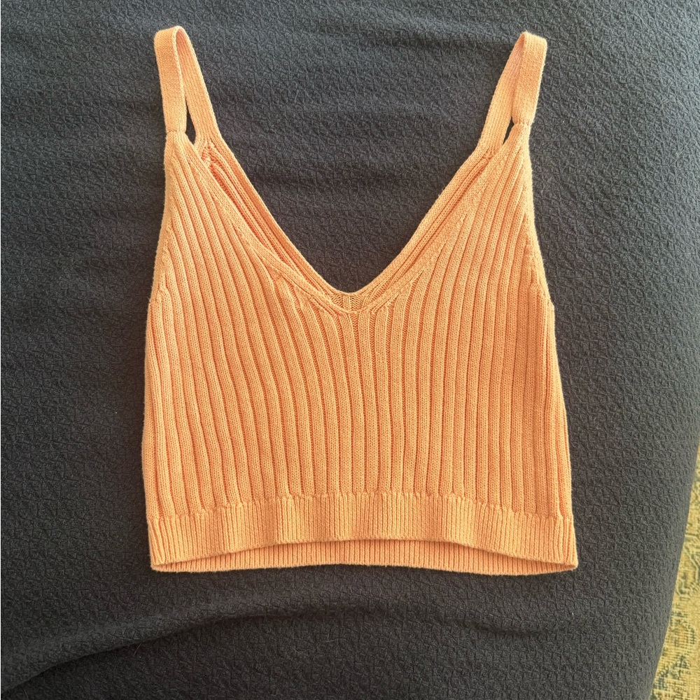 Aerie coral/pink Ribbed Knit Tank Top- cropped